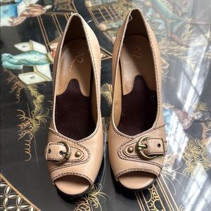 A2 by Aerosoles Women's Tan Peep Toe Shoes